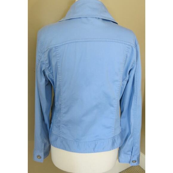 TALBOTS Short Jacket Size S Women's Light Weight Zipper Silver Closures Blue - Picture 3 of 5